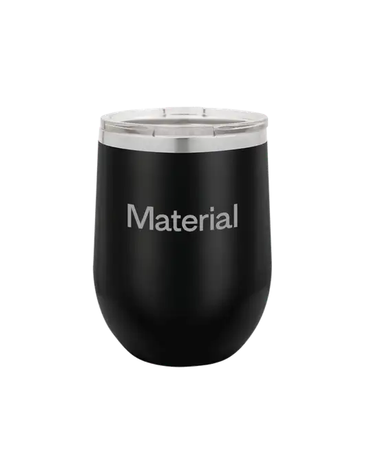 Polar Camel 12 oz Powder Coated Black Vacuum Insulated Stemless Wine Tumbler w/Material Logo