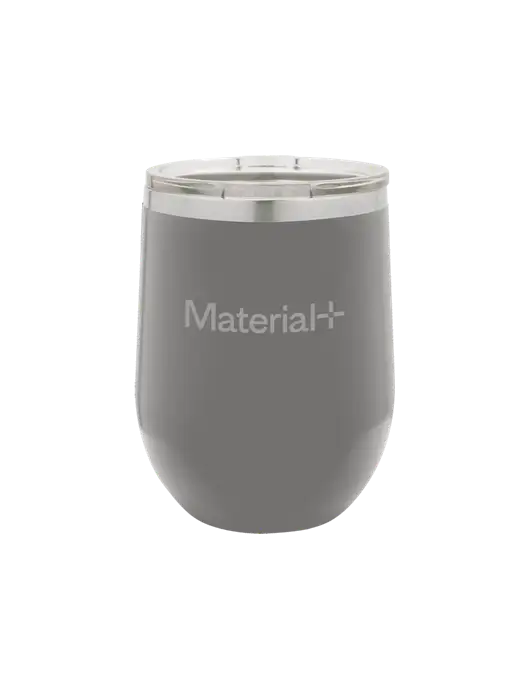 Polar Camel 12 oz Powder Coated Grey Vacuum Insulated Stemless Wine Tumbler w/Material+ Logo