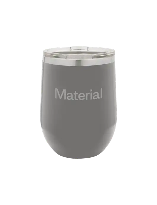 Polar Camel 12 oz Powder Coated Grey Vacuum Insulated Stemless Wine Tumbler w/Material Logo