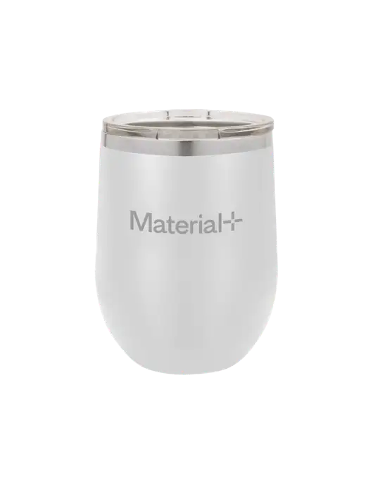 Polar Camel 12 oz Powder Coated White Vacuum Insulated Stemless Wine Tumbler w/Material+ Logo
