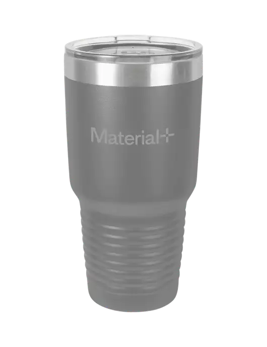 Polar Camel 30 oz Powder Coated Grey Vacuum Insulated Tumbler w/Material+ Logo
