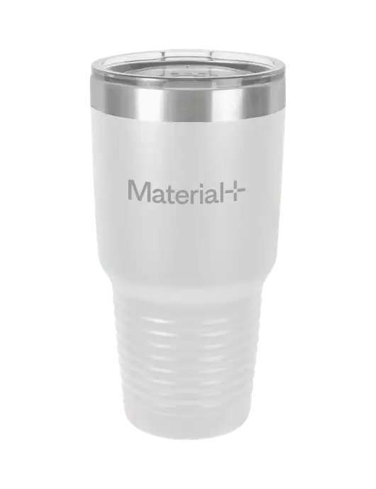 Polar Camel 30 oz Powder Coated White Vacuum Insulated Tumbler  w/Material+ Logo