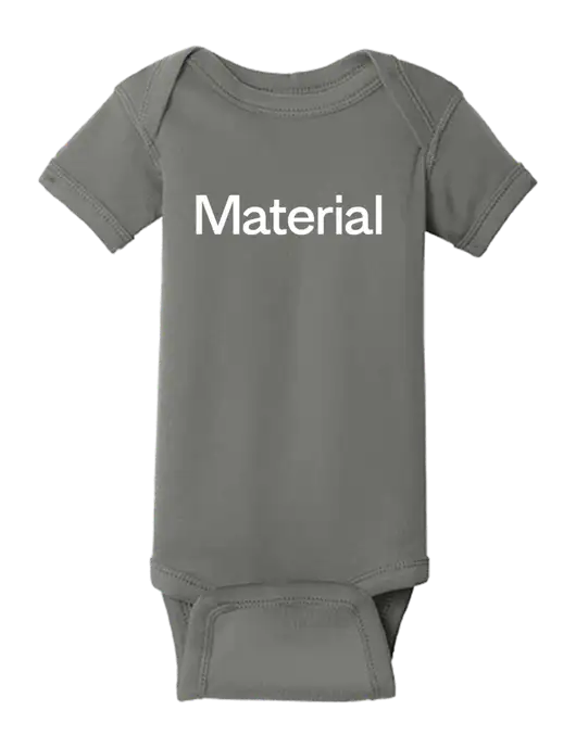 Rabbit Skins Charcoal Infant Short Sleeve Baby Rib Bodysuit w/Material Logo