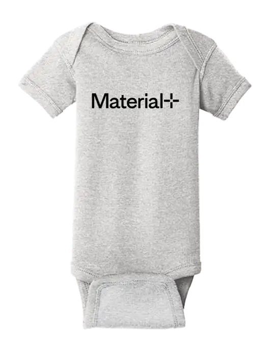 Rabbit Skins Light Grey Heather Infant Short Sleeve Baby Rib Bodysuit w/Material+ Logo