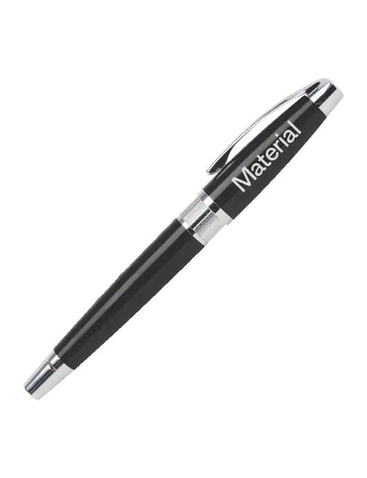 Masscotti Black Rollerball Pen - Black Ink w/Material Logo