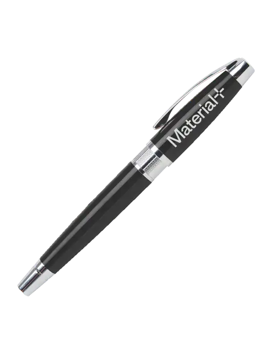 Masscotti Black Rollerball Pen - Black Ink w/Material+ Logo