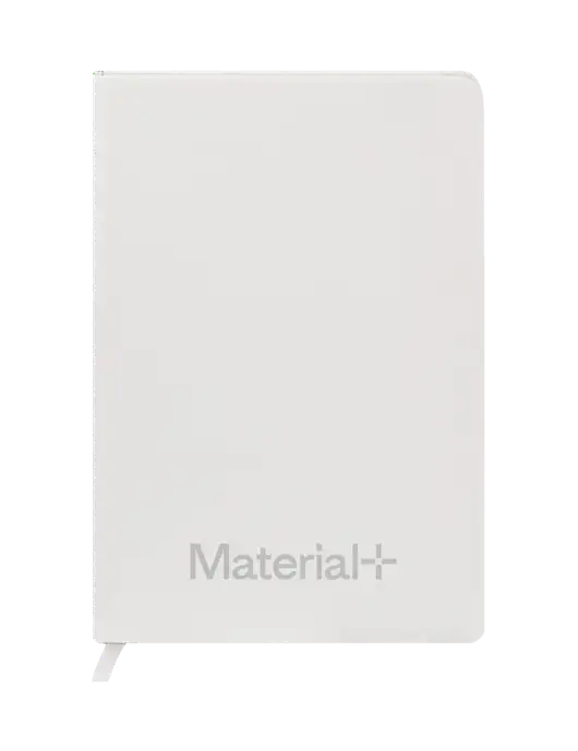 Fabrizio White Hard Cover 5.75 x 8.3  Journal w/Material+ Logo