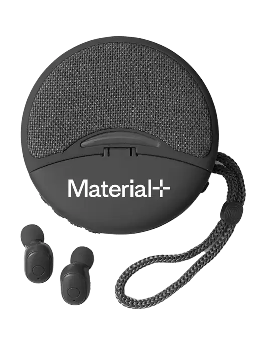 Duo Black Wireless Earbuds & Speaker w/Material+ Logo