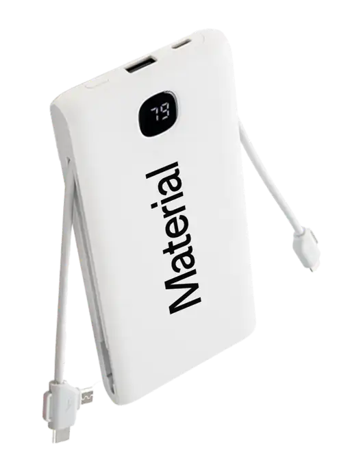 TurboBoost 10,000 mAh Power Bank w/Built-in Cables & Plug w/Material Logo